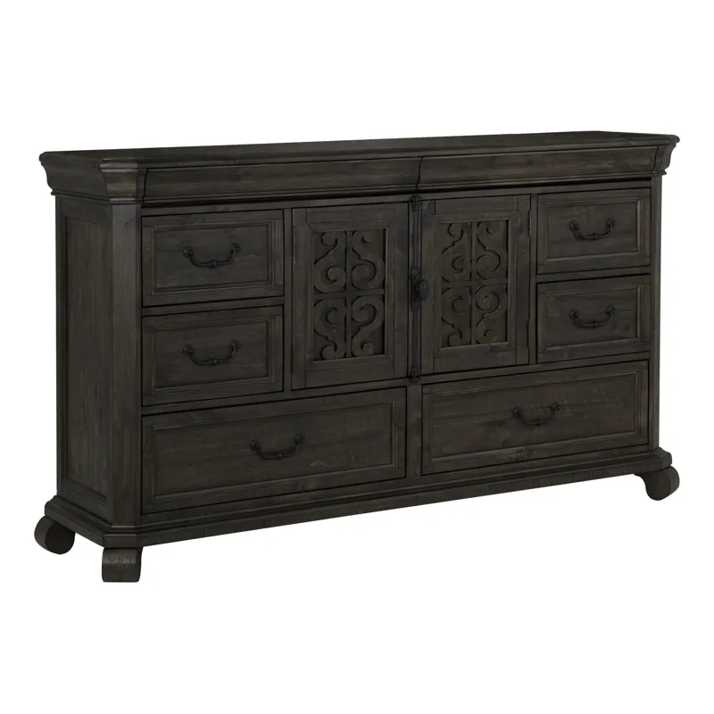 Bellamy Peppercorn Drawer Dresser With Shaped Mirror