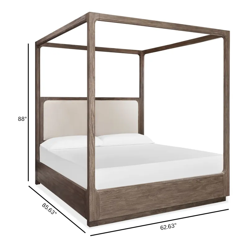 Westbourne Dark Umber Queen Upholstered Poster Bed