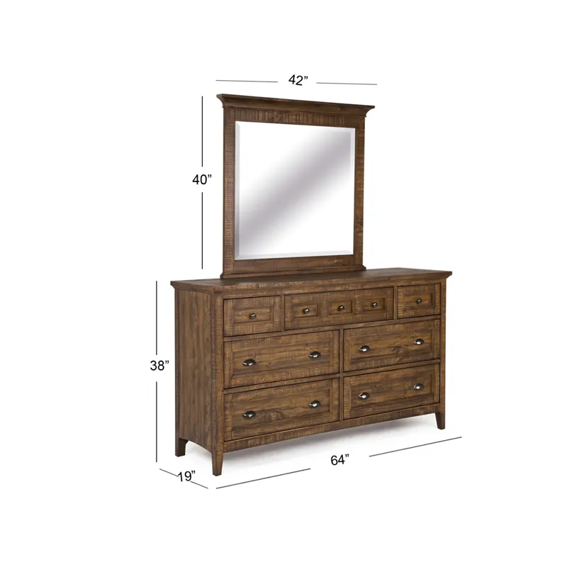 Bay Creek Toasted Nutmeg Drawer Dresser With Landscape Mirror