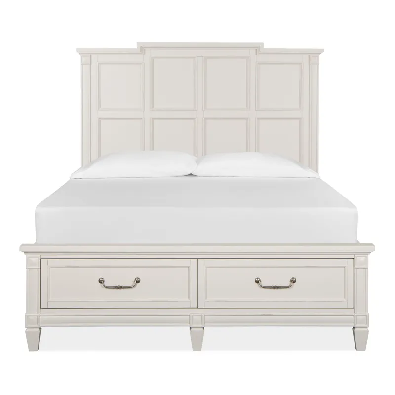 Willowbrook Egg Shell White Queen Panel Storage Bed