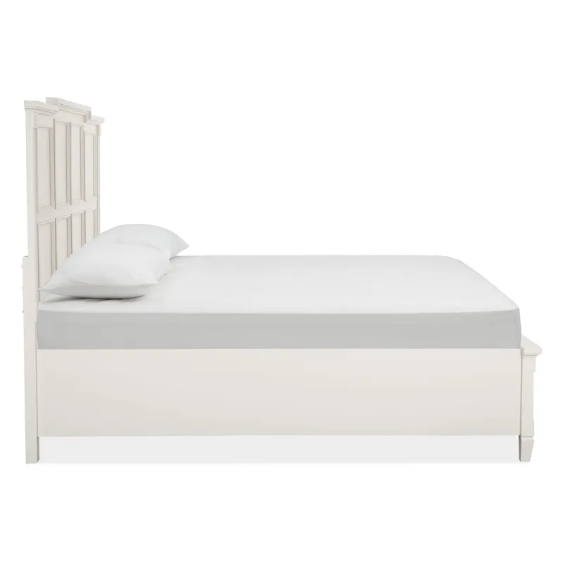 Willowbrook Egg Shell White California King Panel Storage Bed