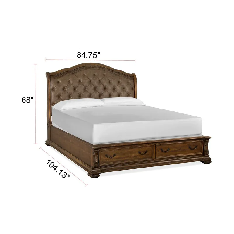 Durango Willadeene Brown California King Upholstered Sleigh Storage Bed