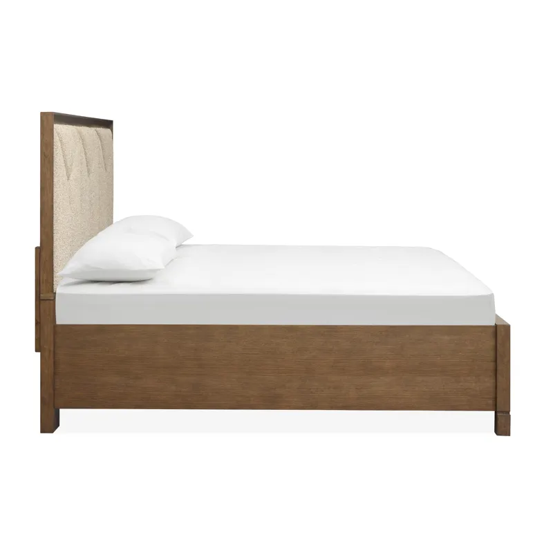 Callisto Bourbon Brown Queen Upholstered Panel Storage Bed