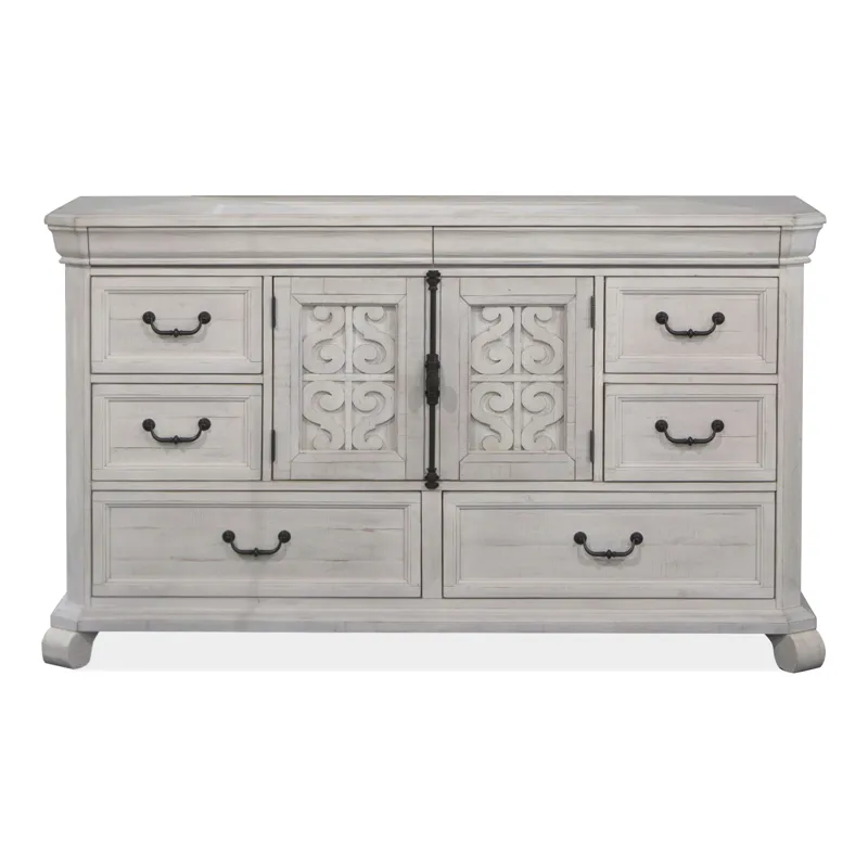 Bronwyn Alabaster Drawer Dresser With Shaped Mirror