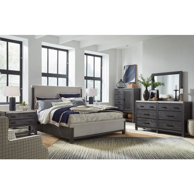 Plum Creek Ravenwood Black Queen Upholstered Panel Bed