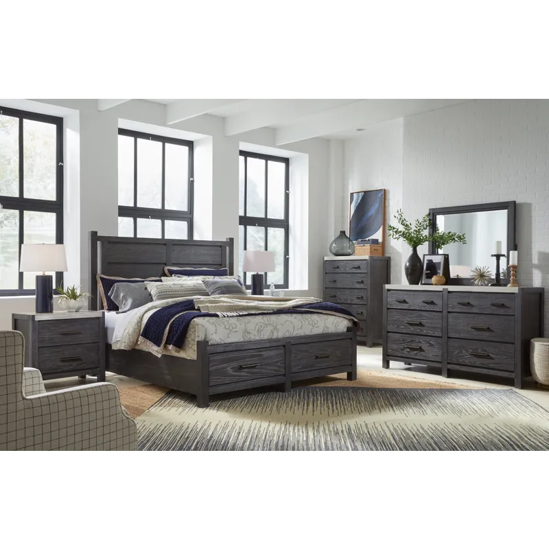 Plum Creek Ravenwood Black California King Panel Storage Bed