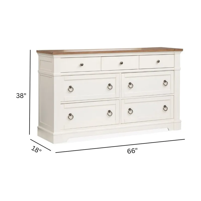 Kingston Whisper White And Cerused Nutmeg Drawer Dresser