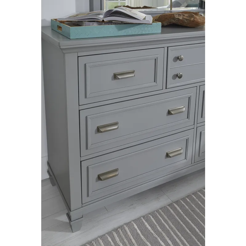 Charleston Harbor Gray Grey Drawer Dresser With Landscape Mirror