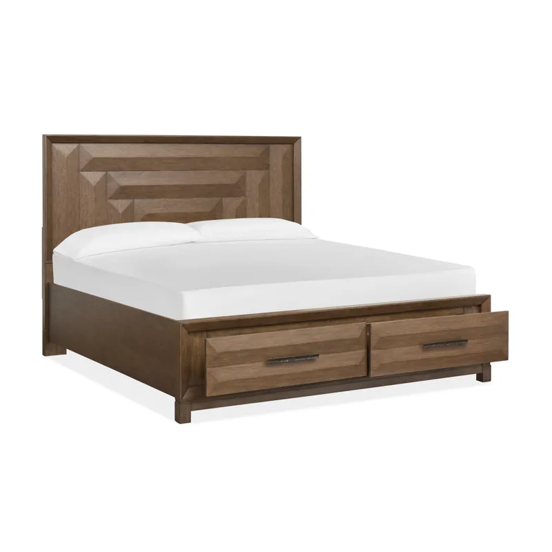 Callisto Bourbon Brown Queen Panel Storage Bed