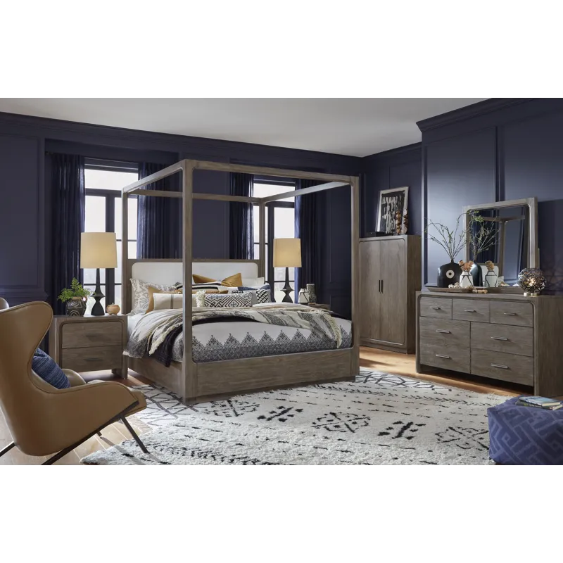 Westbourne Dark Umber Queen Upholstered Poster Bed