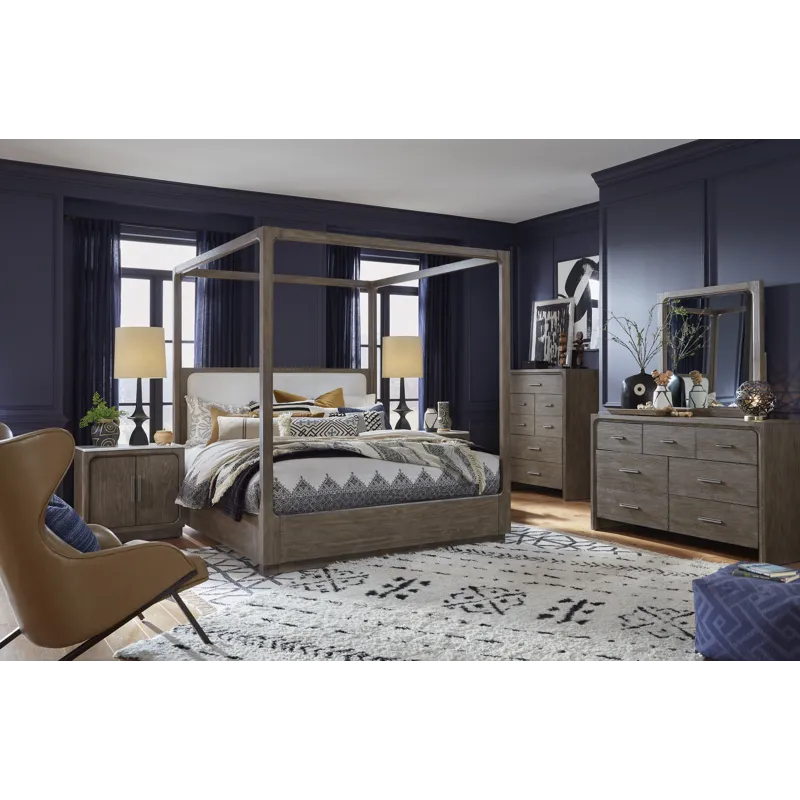 Westbourne Dark Umber Queen Upholstered Poster Bed