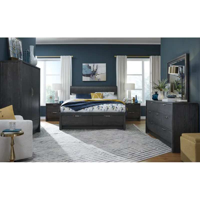 Kinsley Black Heron Queen Panel Storage Bed