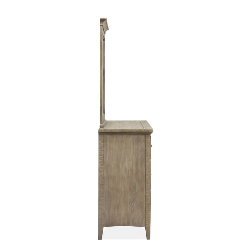 Paxton Place Dovetail Grey Drawer Dresser With Landscape Mirror