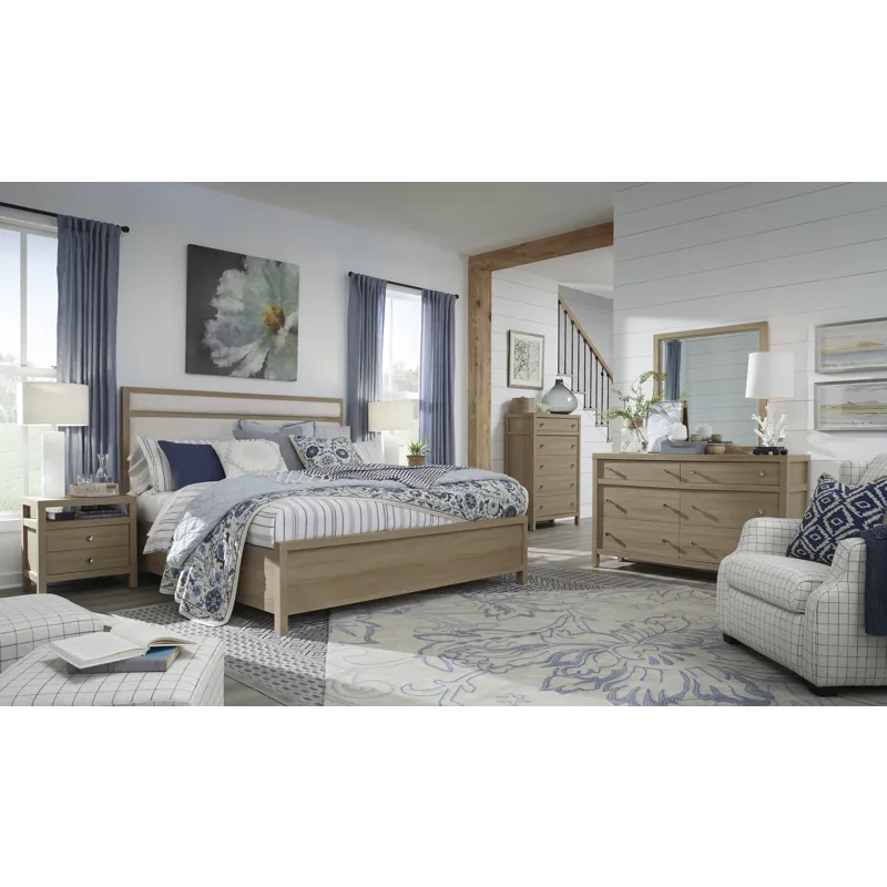 Merrifield Sandstone Beige Queen Upholstered Panel Bed