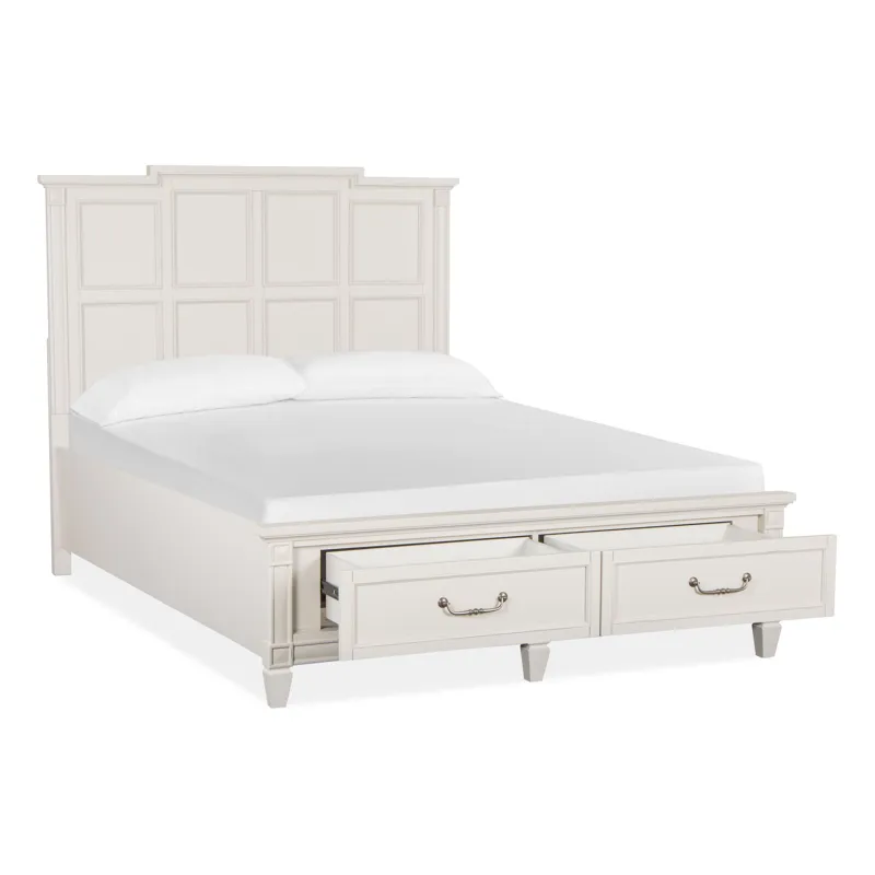 Willowbrook Egg Shell White Queen Panel Storage Bed