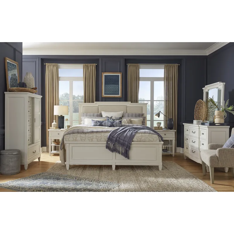 Willowbrook Egg Shell White California King Panel Upholstered Bed