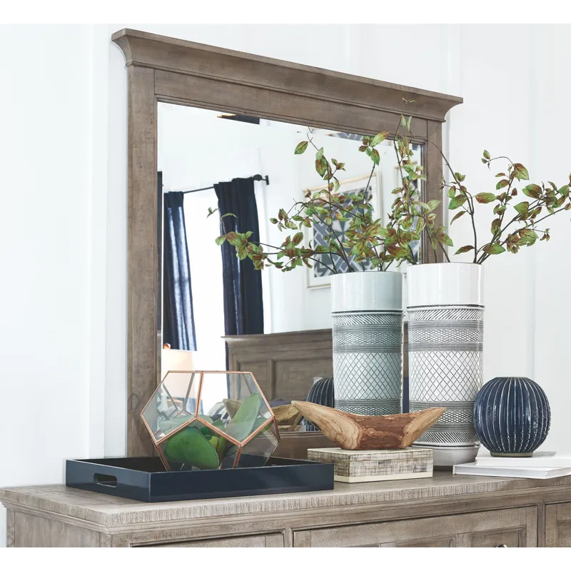 Paxton Place Dovetail Grey Drawer Dresser With Landscape Mirror