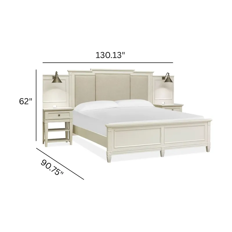 Willowbrook Egg Shell White California King Upholstered Wall Panel Bed