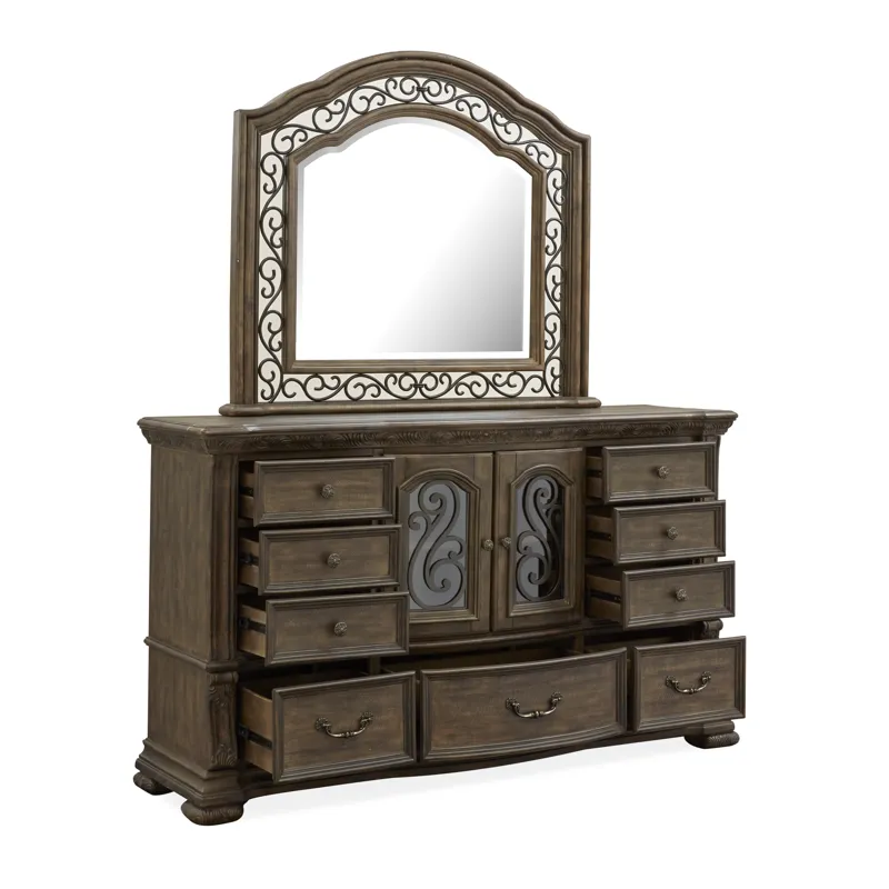 Durango Willadeene Brown Drawer Dresser With Shaped Mirror