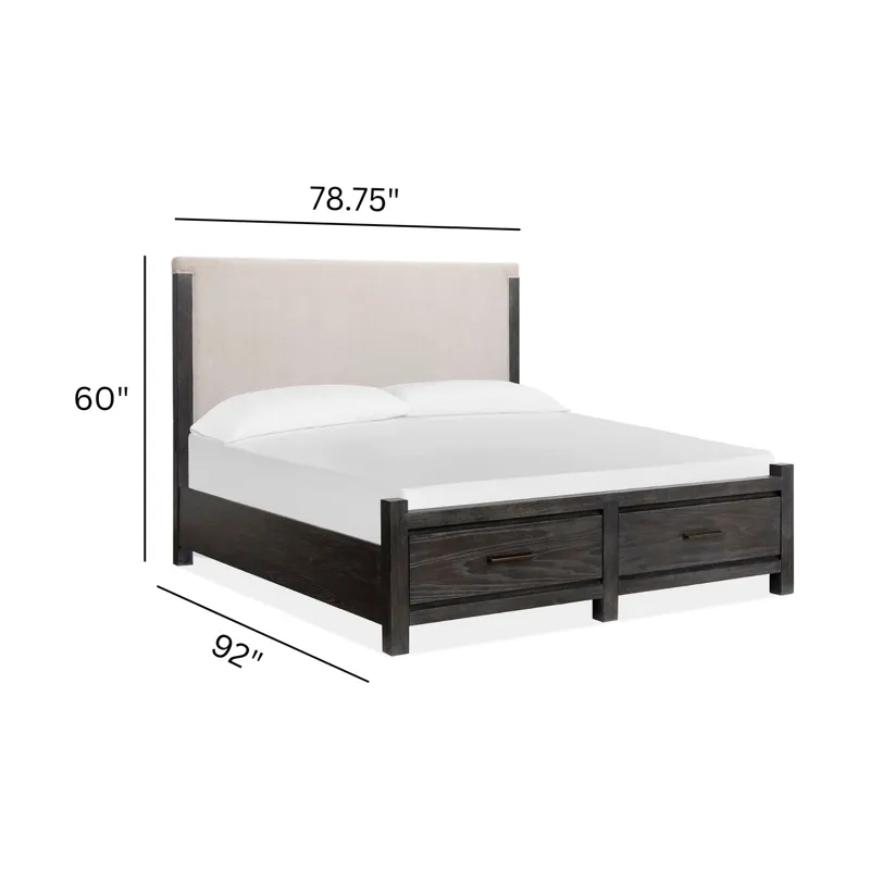 Plum Creek Ravenwood Black California King Upholstered Panel Storage Bed