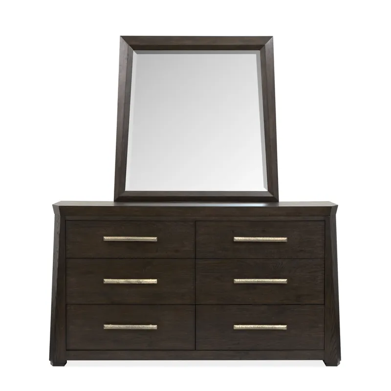 Tauren Coffee Bean Double Drawer Dresser With Shaped Mirror