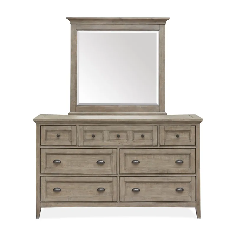 Paxton Place Dovetail Grey Drawer Dresser With Landscape Mirror