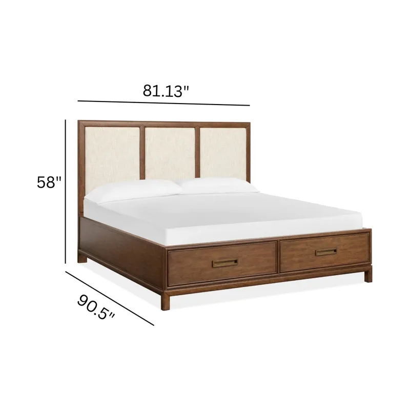 Ridgefield Russet California King Upholstered Panel Storage Bed