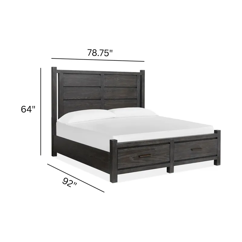 Plum Creek Ravenwood Black California King Panel Storage Bed