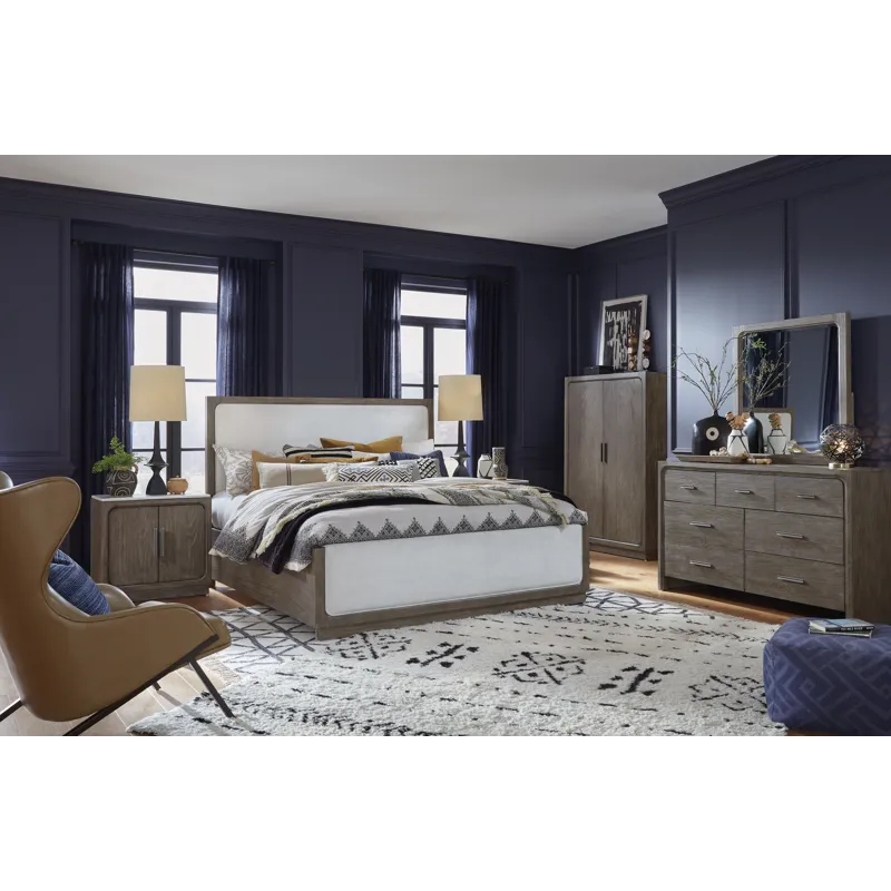 Westbourne Dark Umber Queen Upholstered Panel Bed
