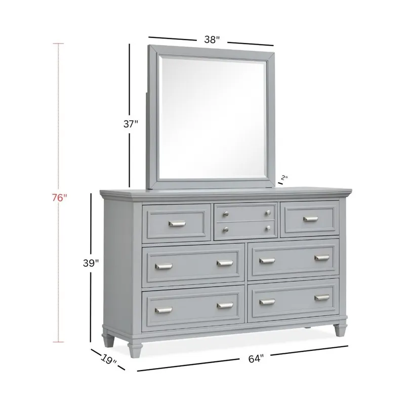 Charleston Harbor Gray Grey Drawer Dresser With Landscape Mirror