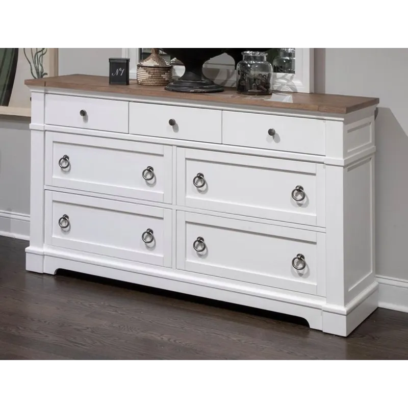 Kingston Whisper White And Cerused Nutmeg Drawer Dresser