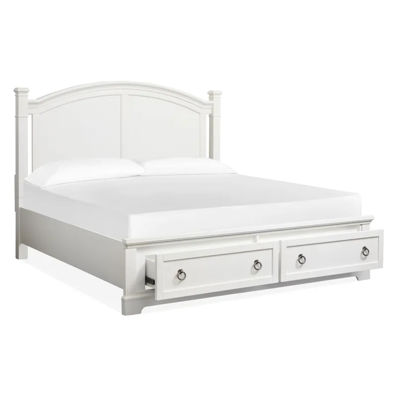 Kingston Whisper White And Cerused Nutmeg California King Panel Storage Bed