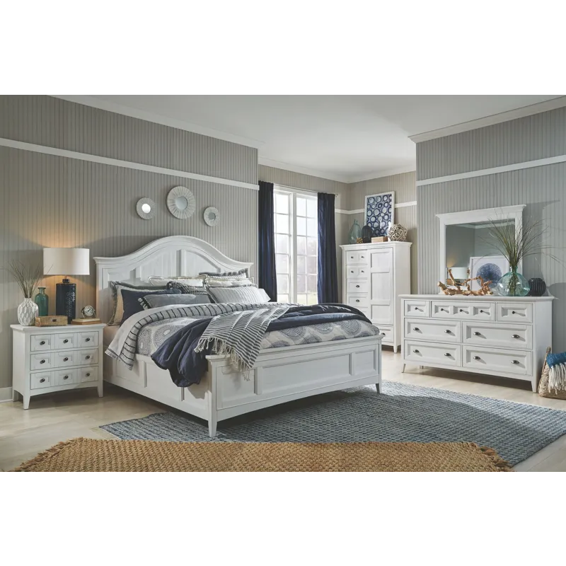 Heron Cove Chalk White And Dovetail Grey Drawer Dresser With Landscape Mirror