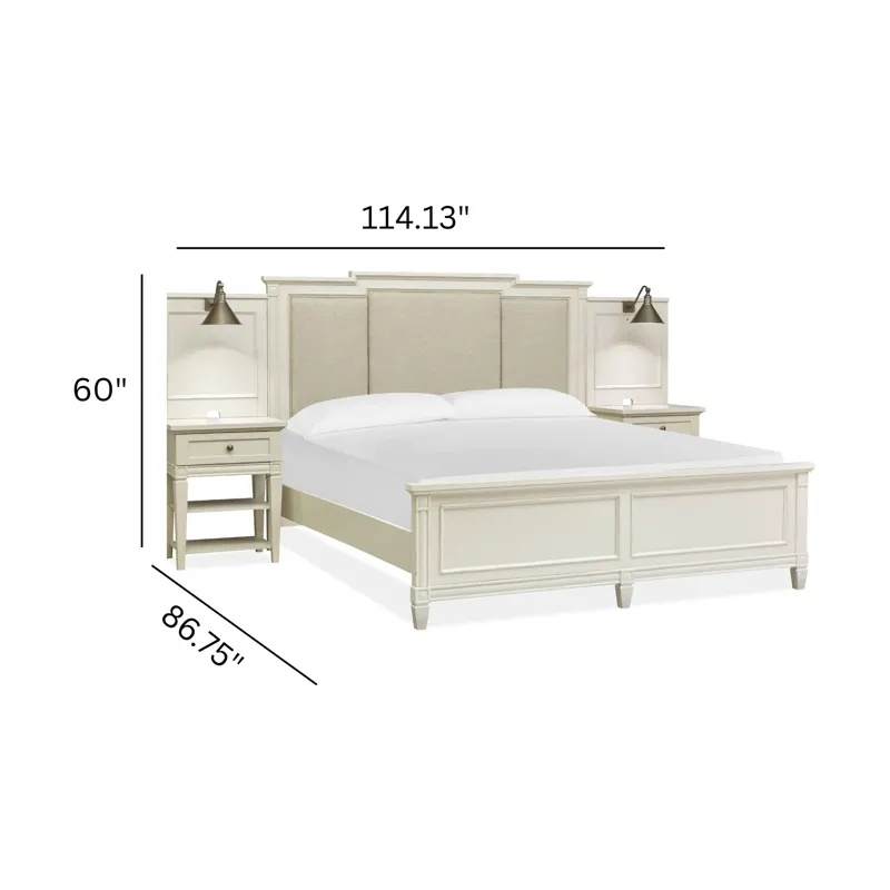 Willowbrook Egg Shell White Queen Upholstered Wall Panel Bed