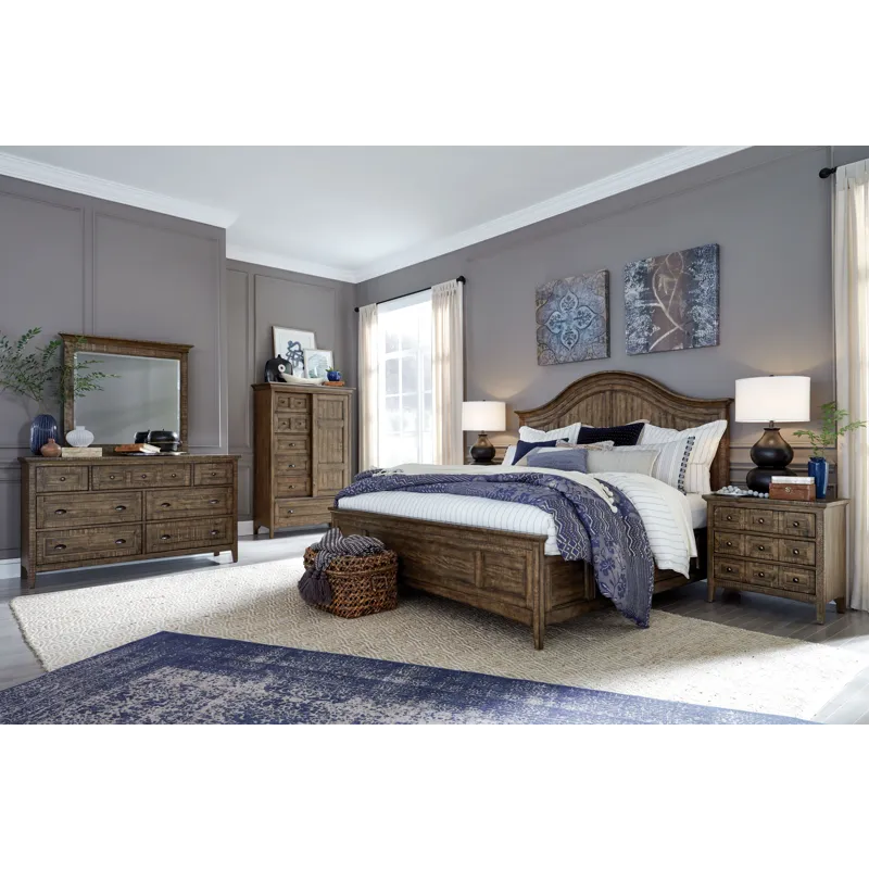 Bay Creek Toasted Nutmeg Drawer Dresser With Landscape Mirror
