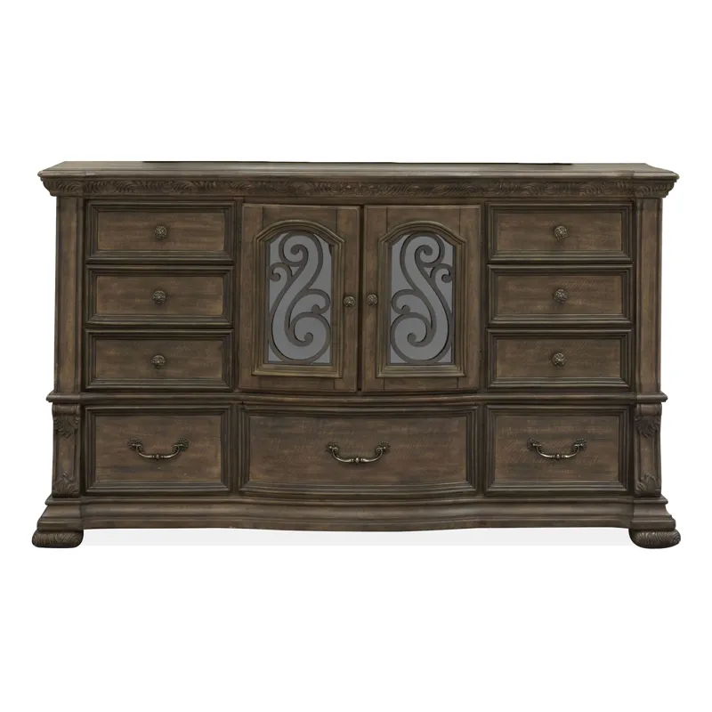 Durango Willadeene Brown Drawer Dresser With Shaped Mirror