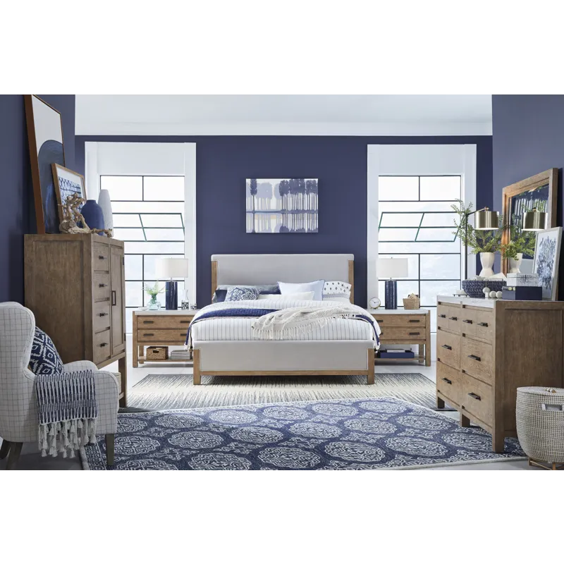 Plum Creek Sierra Brown Queen Upholstered Panel Bed