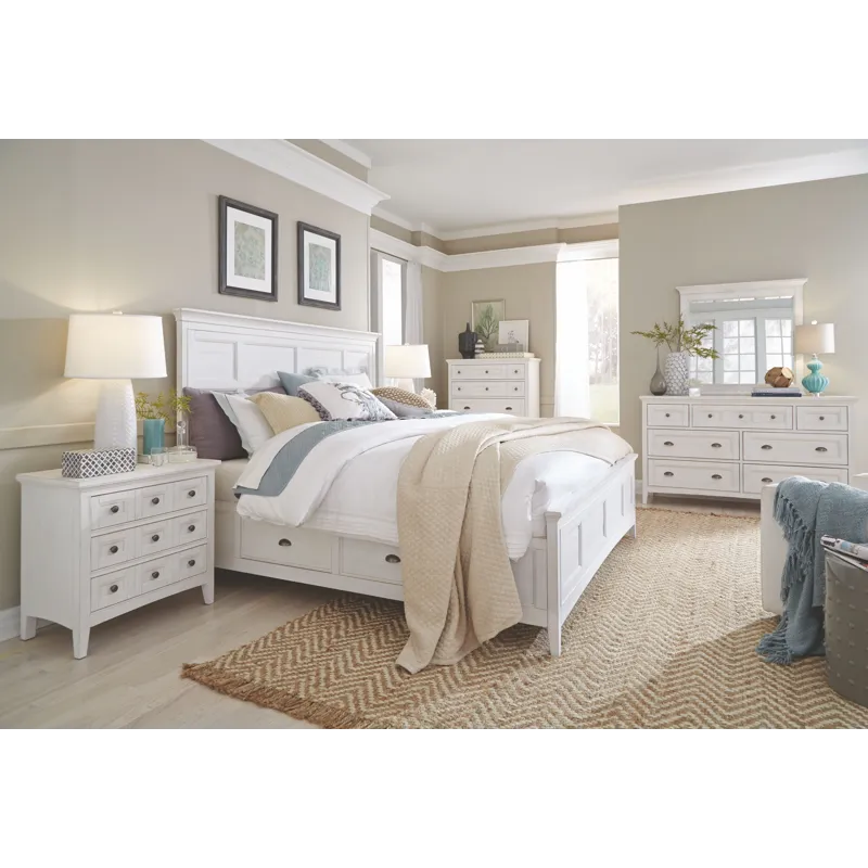 Heron Cove Chalk White And Dovetail Grey Drawer Dresser With Landscape Mirror