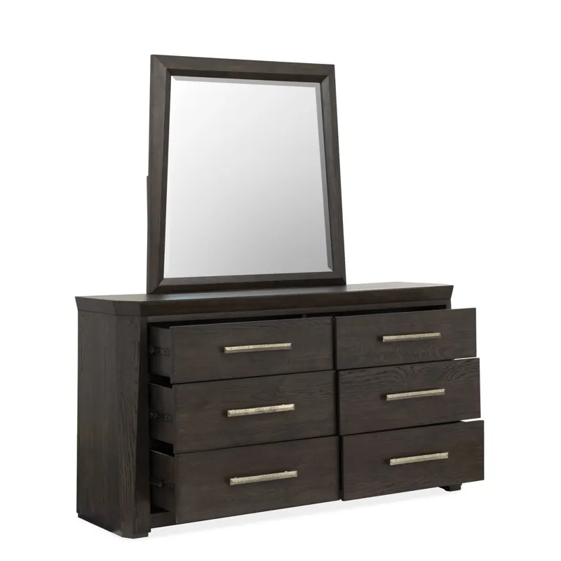 Tauren Coffee Bean Double Drawer Dresser With Shaped Mirror