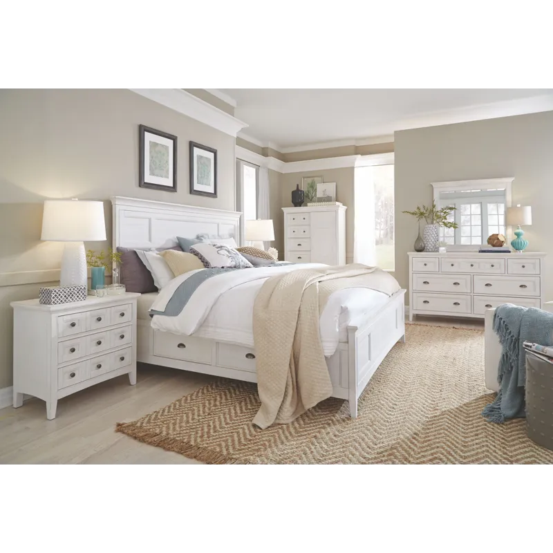 Heron Cove Chalk White And Dovetail Grey Drawer Dresser With Landscape Mirror