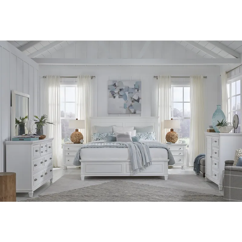 Charleston White Dove California King White Panel Bed