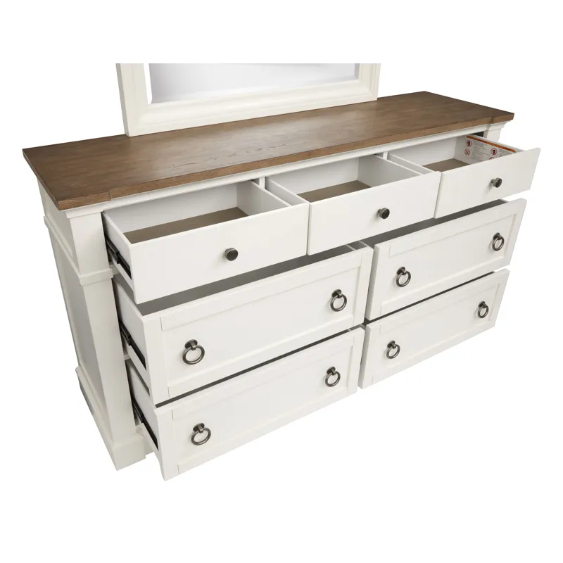 Kingston Whisper White And Cerused Nutmeg Drawer Dresser
