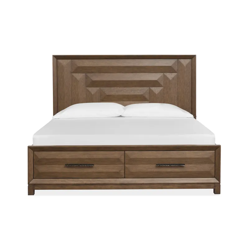 Callisto Bourbon Brown Queen Panel Storage Bed