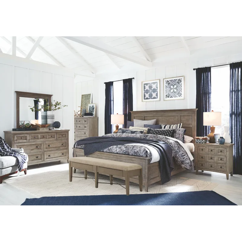 Paxton Place Dovetail Grey Drawer Dresser With Landscape Mirror