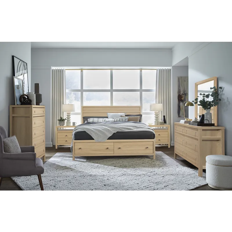 Merrifield Sandstone Beige Queen Panel Storage Bed