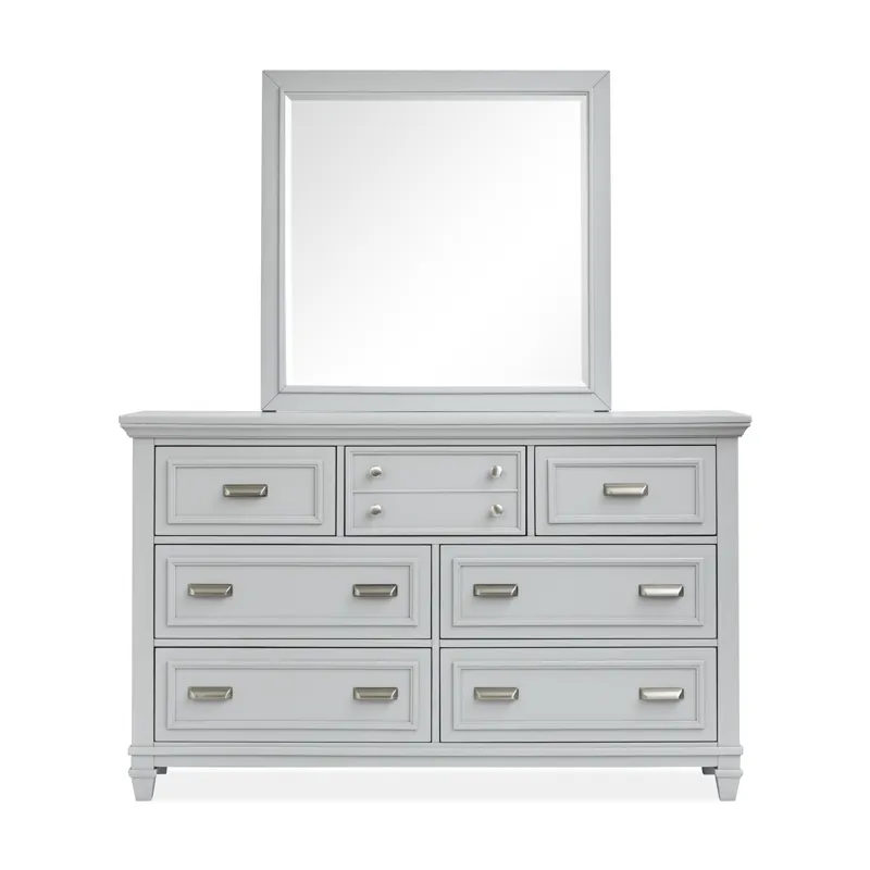Charleston Harbor Gray Grey Drawer Dresser With Landscape Mirror