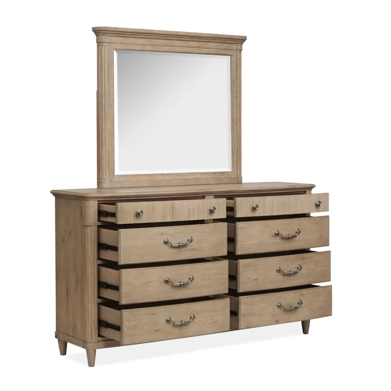 Harmony Heights Belgium Wheat Double Drawer Dresser With Landscape Mirror