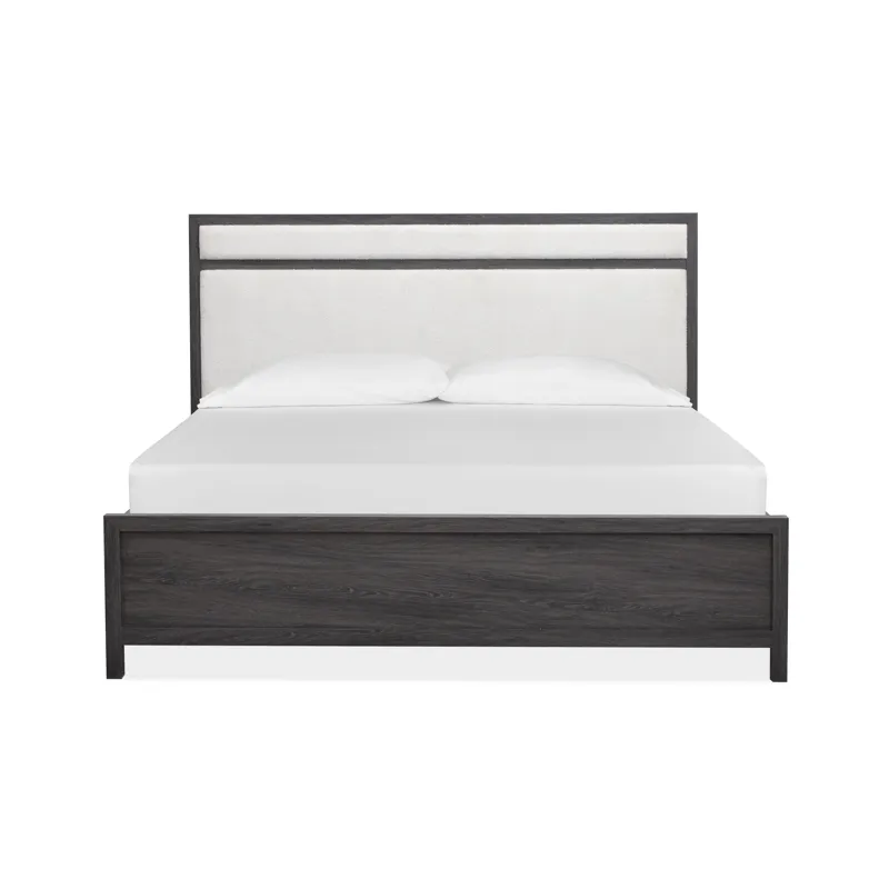 Merrifield Raisin Black Queen Upholstered Panel Bed