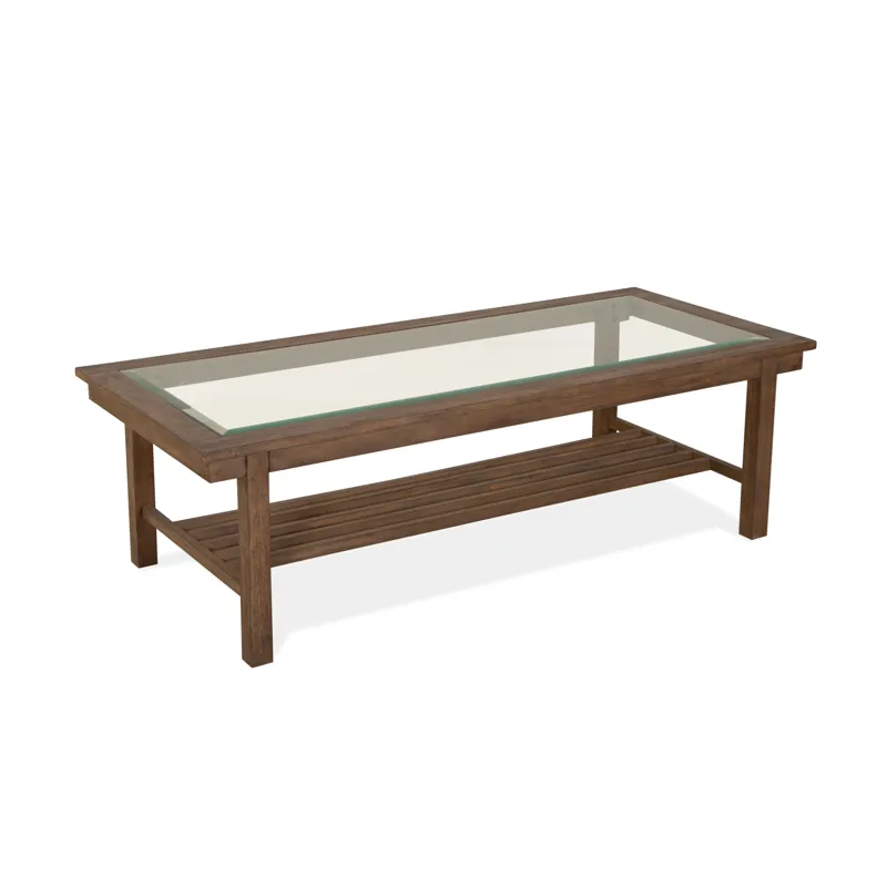 Darwin Wood Rectangular Cocktail Table w/Glass Top KD
