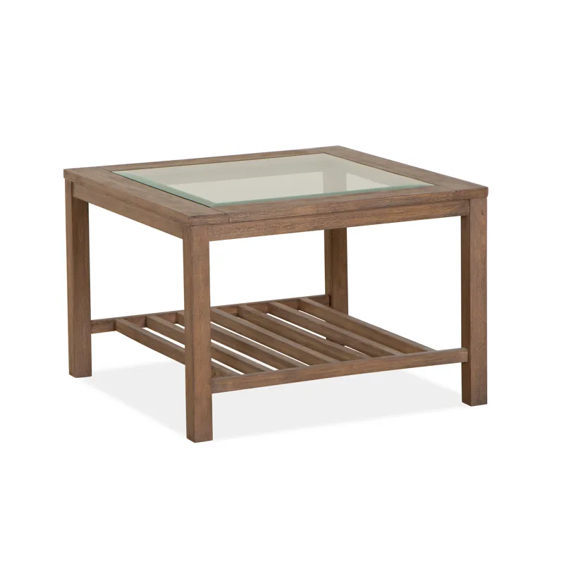 Darwin Wood Bunching Cocktail Table w/Glass Top KD